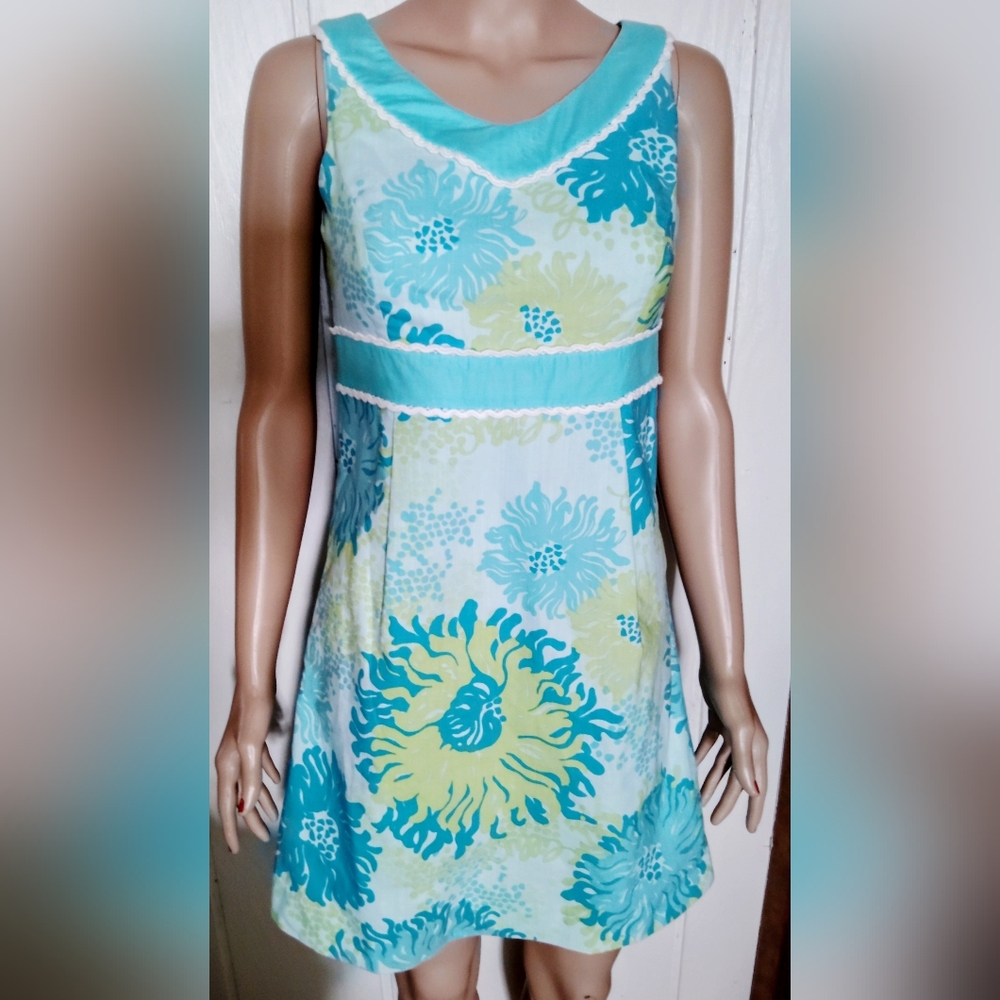 LIKE NEW!! LILLY PULITZER, Del Mar Ric Rac Floral Shift Dress. Size 0